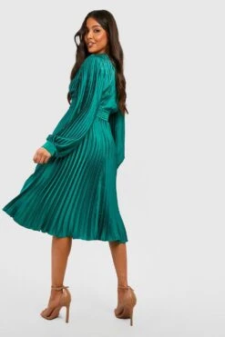 Vestito Midi In Raso A Pieghe -Negozio al dettaglio Vestiti gzz34893 emerald xl 1