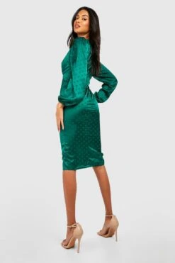 Vestito Midi In Raso A Pois Con Scollo Profondo 5 Vestito Midi In Raso A Pois Con Scollo Profondo -Negozio al dettaglio Vestiti gzz34894 emerald xl 1