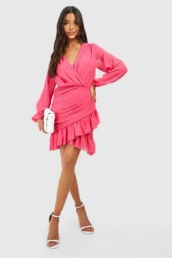 Vestito Scaldacuore In Chiffon Drappeggiato Con Arricciature