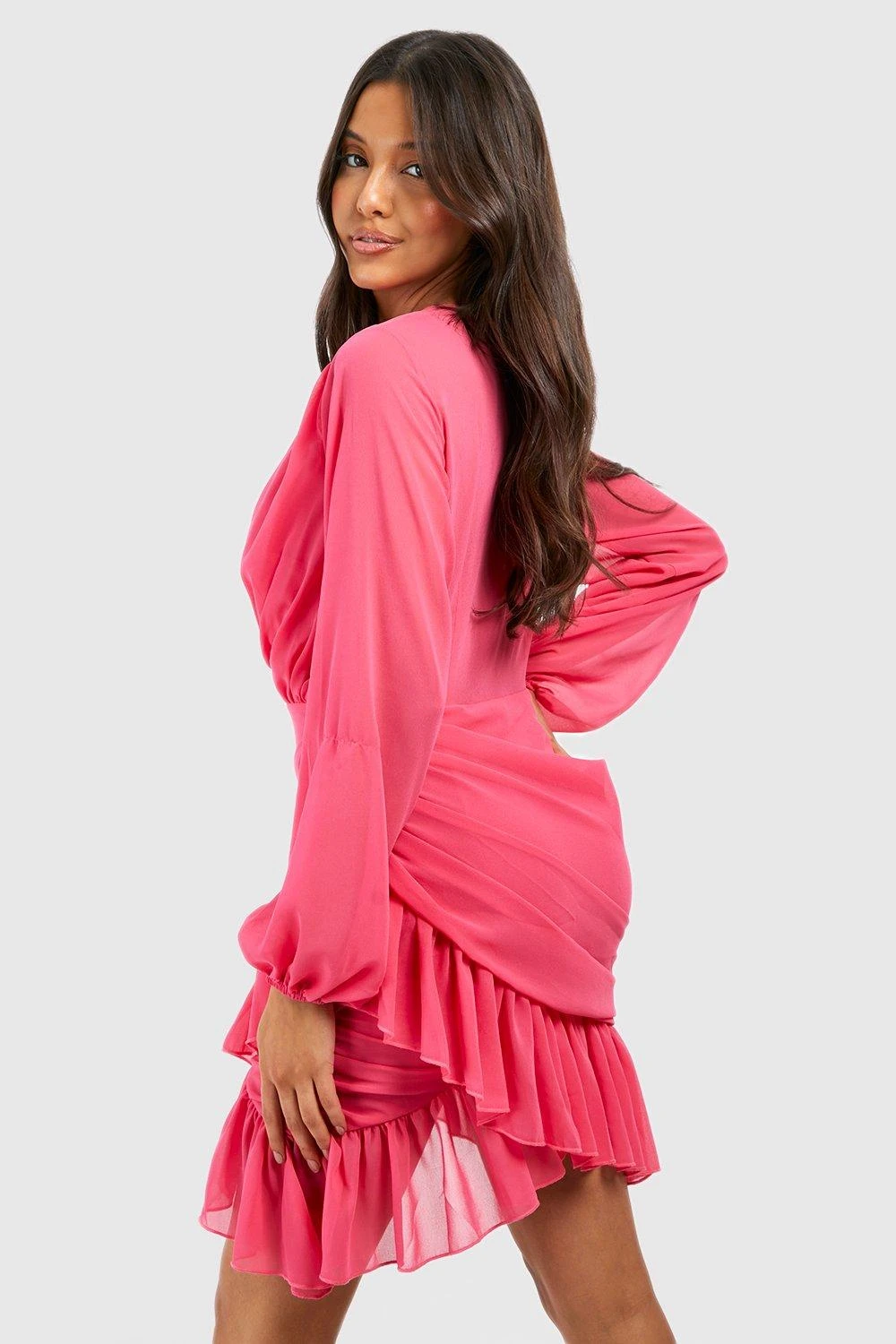 Vestito Scaldacuore In Chiffon Drappeggiato Con Arricciature 2 Vestito Scaldacuore In Chiffon Drappeggiato Con Arricciature - immagine 2