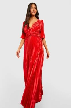 Vestito Maxi In Raso A Pieghe Con Maniche Ad Angelo -Negozio al dettaglio Vestiti gzz34900 cinnamon xl 2