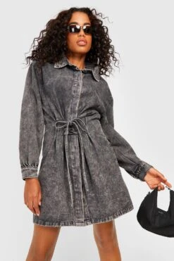 Vestito Camicia In Denim A Corsetto Con Laccetti -Negozio al dettaglio Vestiti gzz35253 washed20black xl 2