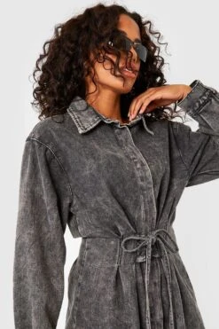 Vestito Camicia In Denim A Corsetto Con Laccetti -Negozio al dettaglio Vestiti gzz35253 washed20black xl 3