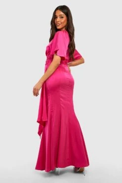 Vestito Maxi Da Cerimonia In Chiffon Con Maniche A Campana 5 Vestito Maxi Da Cerimonia In Chiffon Con Maniche A Campana -Negozio al dettaglio Vestiti gzz35293 magenta xl 1