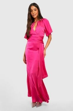 Vestito Maxi Da Cerimonia In Chiffon Con Maniche A Campana 6 Vestito Maxi Da Cerimonia In Chiffon Con Maniche A Campana -Negozio al dettaglio Vestiti gzz35293 magenta xl 2