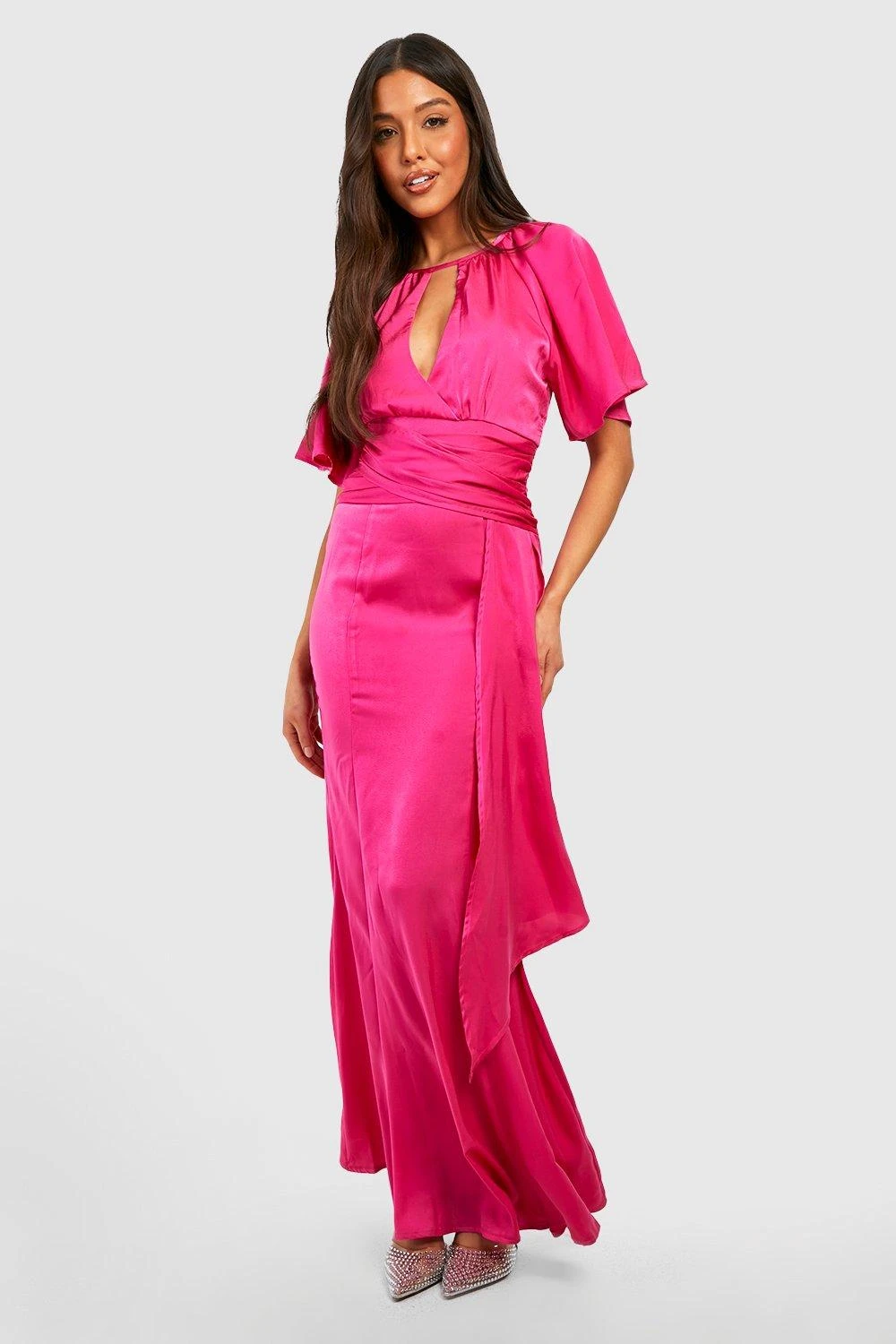 Vestito Maxi Da Cerimonia In Chiffon Con Maniche A Campana 3 Vestito Maxi Da Cerimonia In Chiffon Con Maniche A Campana - immagine 3