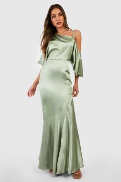 Vestito Maxi Da Cerimonia In Raso Con Spalle Scoperte 6 Vestito Maxi Da Cerimonia In Raso Con Spalle Scoperte -Negozio al dettaglio Vestiti gzz35356 sage xl 2