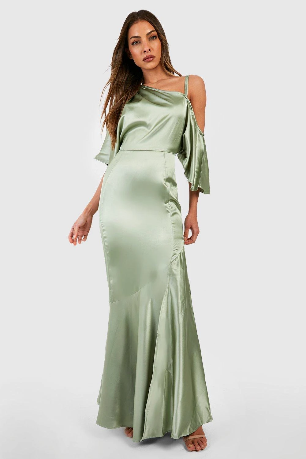 Vestito Maxi Da Cerimonia In Raso Con Spalle Scoperte 3 Vestito Maxi Da Cerimonia In Raso Con Spalle Scoperte - immagine 3