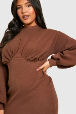 Vestito In Felpa Plus Size A Corsetto 7 Vestito In Felpa Plus Size A Corsetto -Negozio al dettaglio Vestiti gzz35399 chocolate xl 3
