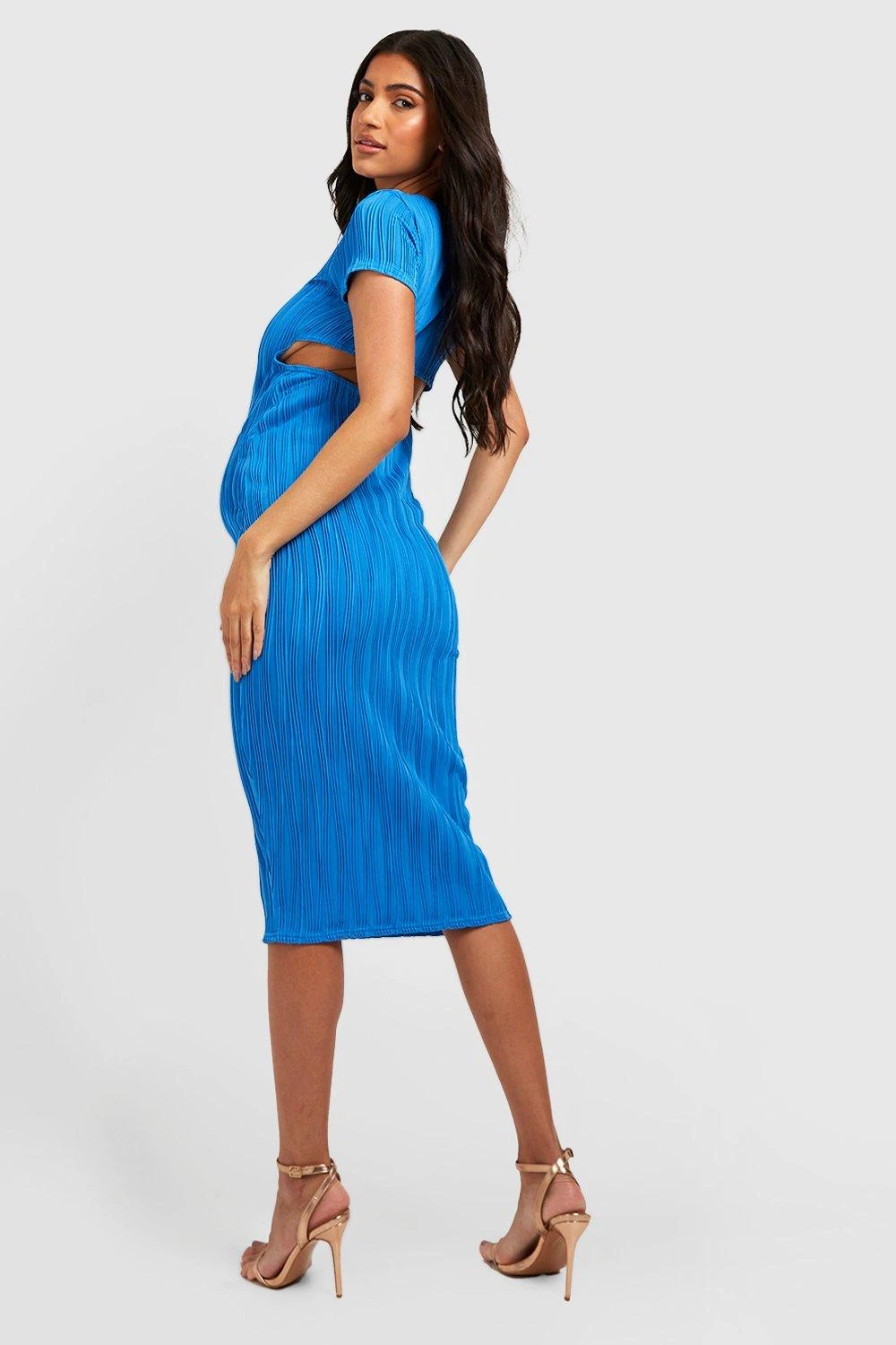 Vestito Longuette Premaman A Coste Ondulate Aperto Sul Retro 2 Vestito Longuette Premaman A Coste Ondulate Aperto Sul Retro - immagine 2