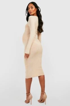 Vestito Longuette Premaman A Coste Con Scollo A V -Negozio al dettaglio Vestiti gzz35523 stone xl 1