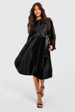 Vestito Midi In Raso A Pieghe Con Laccetti -Negozio al dettaglio Vestiti gzz35589 black xl 2