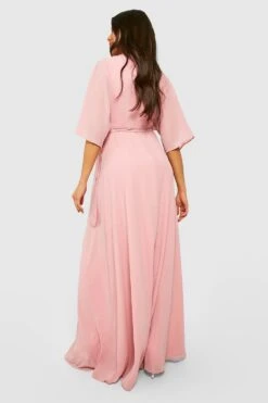 Vestito Scaldacuore Maxi Da Cerimonia In Chiffon Con Maniche Ad Angelo -Negozio al dettaglio Vestiti gzz35595 blush xl 1