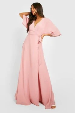 Vestito Scaldacuore Maxi Da Cerimonia In Chiffon Con Maniche Ad Angelo -Negozio al dettaglio Vestiti gzz35595 blush xl 2