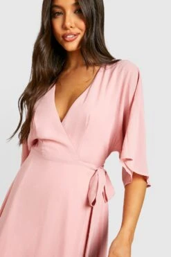 Vestito Scaldacuore Maxi Da Cerimonia In Chiffon Con Maniche Ad Angelo -Negozio al dettaglio Vestiti gzz35595 blush xl 3