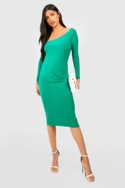 Vestito Midi Premaman Seducente Con Scollo Asimmetrico 6 Vestito Midi Premaman Seducente Con Scollo Asimmetrico -Negozio al dettaglio Vestiti gzz35852 green xl 2