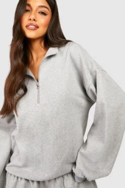 Vestito In Felpa Con Zip E Volant Sul Fondo -Negozio al dettaglio Vestiti gzz35895 grey20marl xl 3