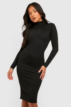 Vestito Midi Petite A Collo Alto Aperto Sul Retro -Negozio al dettaglio Vestiti gzz36161 black xl 1