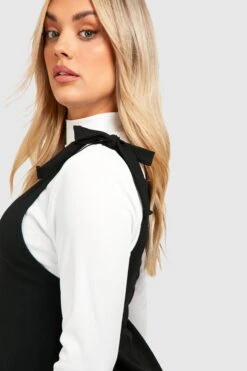 Vestito Scamiciato Plus Size Con Laccetti Annodati Sulle Spalle -Negozio al dettaglio Vestiti gzz36186 black xl 3