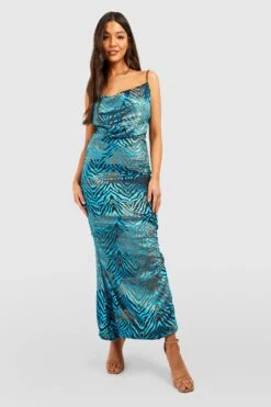 Vestito Maxi In Dévoré Zebrato Con Scollo A Cappuccio -Negozio al dettaglio Vestiti gzz36260 bright20blue xl 2