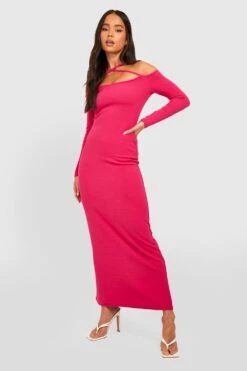 Vestito Maxi Petite A Maniche Lunghe Con Spalle Scoperte 6 Vestito Maxi Petite A Maniche Lunghe Con Spalle Scoperte -Negozio al dettaglio Vestiti gzz36996 hot20pink xl 2