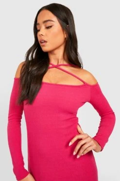 Vestito Maxi Petite A Maniche Lunghe Con Spalle Scoperte 7 Vestito Maxi Petite A Maniche Lunghe Con Spalle Scoperte -Negozio al dettaglio Vestiti gzz36996 hot20pink xl 3