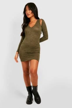 Vestito Petite In Maglia In Mélange Con Cut-out 6 Vestito Petite In Maglia In Mélange Con Cut-out -Negozio al dettaglio Vestiti gzz37256 khaki xl 2