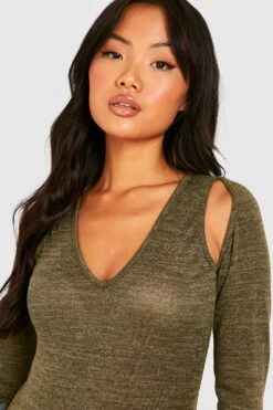 Vestito Petite In Maglia In Mélange Con Cut-out 7 Vestito Petite In Maglia In Mélange Con Cut-out -Negozio al dettaglio Vestiti gzz37256 khaki xl 3