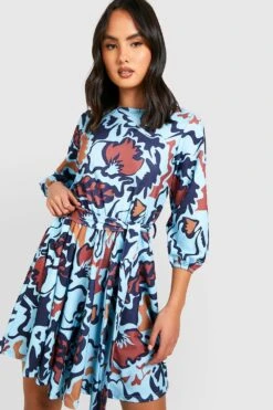 Vestito Skater In Crêpe Di Scuba Con Stampa E Cintura 7 Vestito Skater In Crêpe Di Scuba Con Stampa E Cintura -Negozio al dettaglio Vestiti gzz37275 rust xl 3