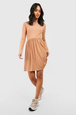 Vestito Grembiule Basic A Coste A Collo Alto -Negozio al dettaglio Vestiti gzz38180 camel xl 2