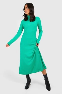 Vestito Longuette A Collo Alto A Coste -Negozio al dettaglio Vestiti gzz38196 green xl 2