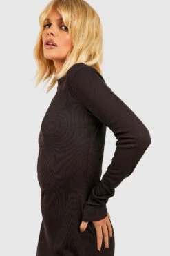 Vestito A Coste Con Collo A Imbuto E Volant Sul Fondo -Negozio al dettaglio Vestiti gzz38200 chocolate xl 3