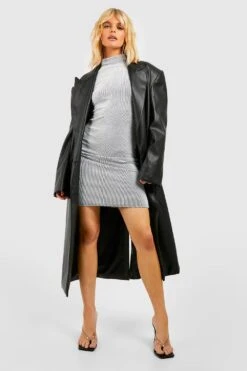 Vestito Longuette In Due Toni A Coste Ondulate Con Collo Alto -Negozio al dettaglio Vestiti gzz38206 black xl 2