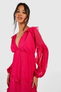 Vestito Midi In Rete Plumetis Con Arricciature -Negozio al dettaglio Vestiti gzz39012 hot20pink xl 3