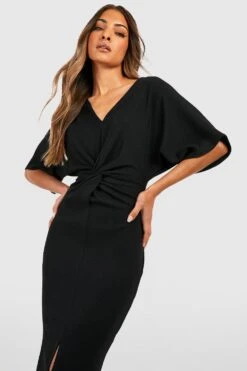 Vestito Midi Con Dettagli Attorcigliati E Spacco Frontale -Negozio al dettaglio Vestiti gzz39325 black xl 2