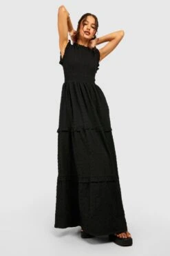 Vestito Midi Increspato Con Trama E Arricciature -Negozio al dettaglio Vestiti gzz39656 black xl 2