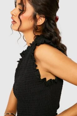 Vestito Midi Increspato Con Trama E Arricciature -Negozio al dettaglio Vestiti gzz39656 black xl 3