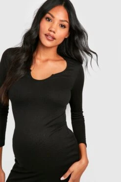 Vestito Midi Premaman Con Intaglio Sullo Scollo -Negozio al dettaglio Vestiti gzz39705 black xl 2