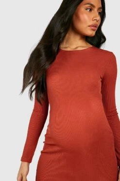 Vestito Midi Premaman A Maniche Lunghe Con Spacco 7 Vestito Midi Premaman A Maniche Lunghe Con Spacco -Negozio al dettaglio Vestiti gzz39706 rust xl 3