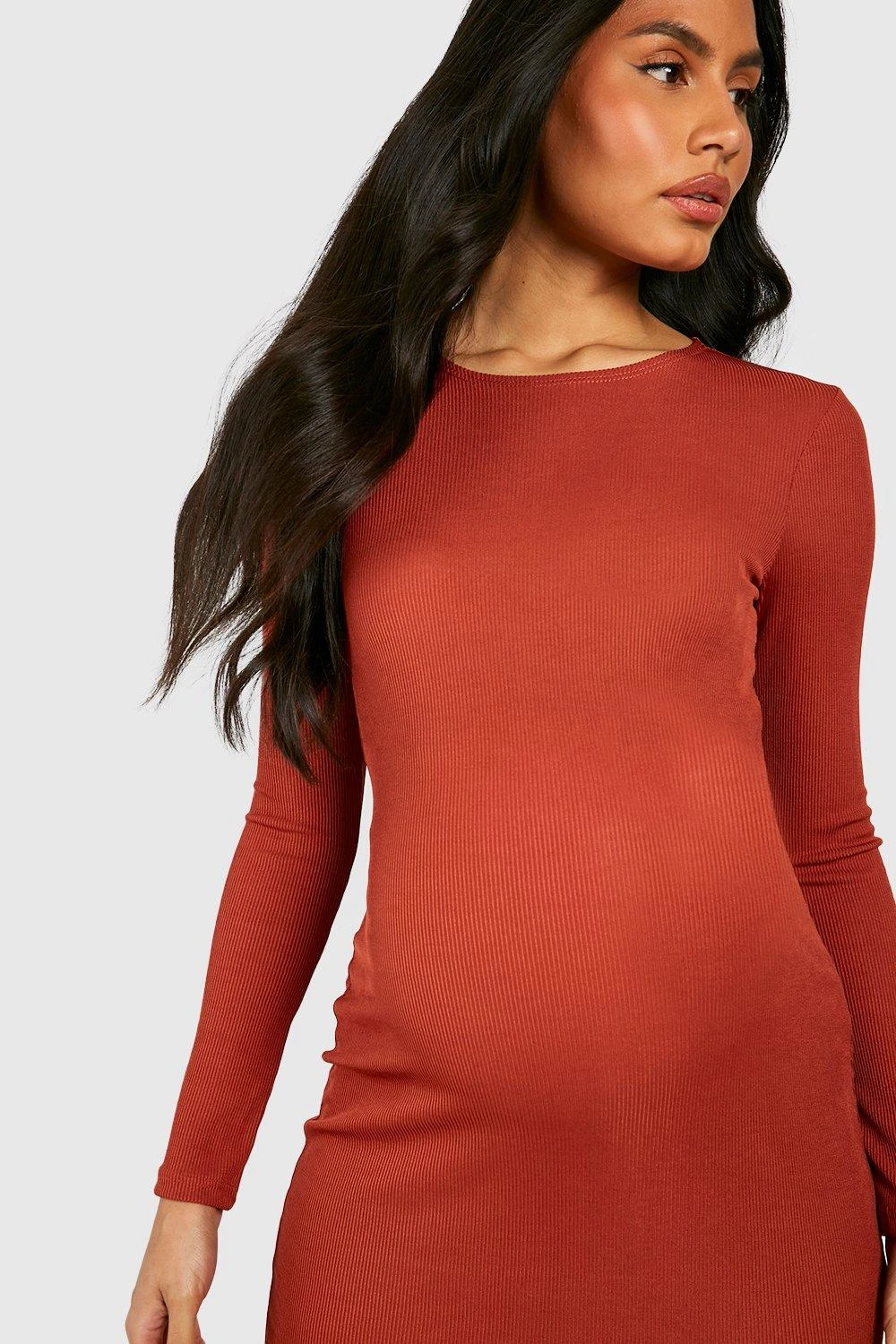 Vestito Midi Premaman A Maniche Lunghe Con Spacco 4 Vestito Midi Premaman A Maniche Lunghe Con Spacco - immagine 4