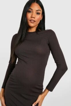 Vestito Longuette Premaman A Maniche Lunghe Con Spacco -Negozio al dettaglio Vestiti gzz39710 chocolate xl 3