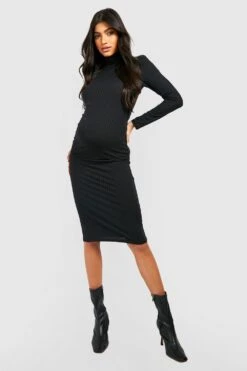 Vestito Midi Premaman A Coste A Collo Alto -Negozio al dettaglio Vestiti gzz39711 black xl 2