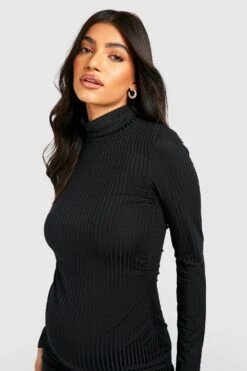 Vestito Midi Premaman A Coste A Collo Alto -Negozio al dettaglio Vestiti gzz39711 black xl 3