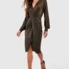 Vestito Midi Con Dettagli Attorcigliati E Scollo Profondo