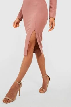 Vestito Midi Sagomato Con Spalline Imbottite E Spacco Laterale -Negozio al dettaglio Vestiti gzz39924 rose xl 3