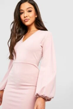 Vestito Midi Sagomato In Crêpe Con Maniche Ampie -Negozio al dettaglio Vestiti gzz39931 rose xl 3