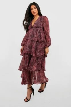 Vestito Longuette Premaman Animalier Con Balze