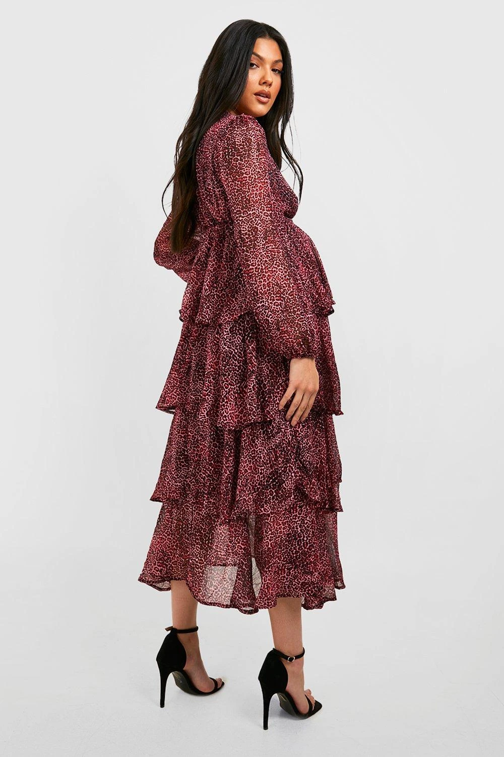 Vestito Longuette Premaman Animalier Con Balze 2 Vestito Longuette Premaman Animalier Con Balze - immagine 2