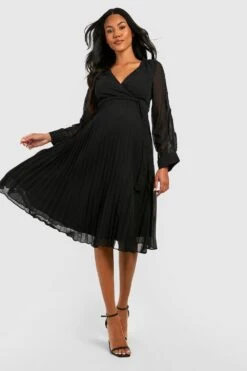 Vestito Midi Premaman Da Cerimonia In Chiffon A Pieghe Con Spacco Sulle Maniche 6 Vestito Midi Premaman Da Cerimonia In Chiffon A Pieghe Con Spacco Sulle Maniche -Negozio al dettaglio Vestiti gzz39971 black xl 2