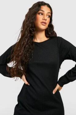 Vestito Longuette A Coste Morbide Con Spacco Laterale -Negozio al dettaglio Vestiti gzz40041 black xl 3